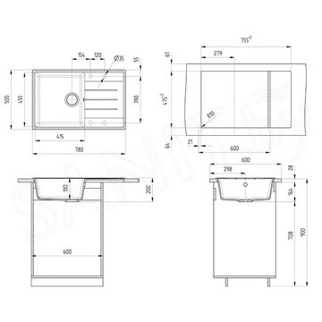 Кухонная мойка Ulgran Quartz Prima 780