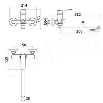 Смеситель для ванны Iddis Sign SIGSBL2i10WA