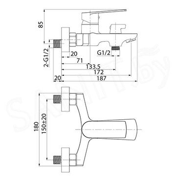 Смеситель для ванны Iddis Plank PLASB02i02WA