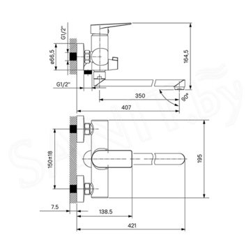 Смеситель для ванны Iddis Bridge BRDSB02i10WA