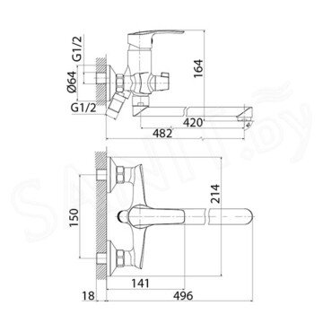 Смеситель для ванны Iddis Ray RAYSBL2i10WA