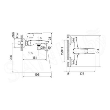 Смеситель для ванны Iddis Ray RAYSB02i02WA