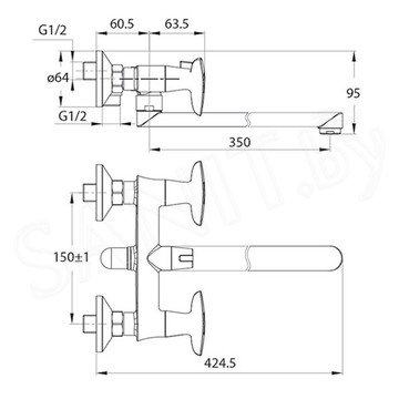Смеситель для ванны Iddis Copter COPSBL2i10WA