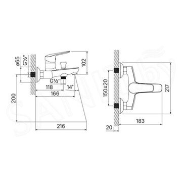 Смеситель для ванны Iddis Torr TORSB00i02WA