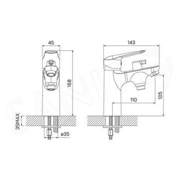 Смеситель на борт ванны Iddis Torr TORSB10i07