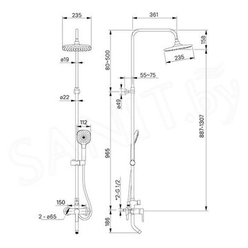 Душевая стойка Iddis Sena SENSB3Fi06