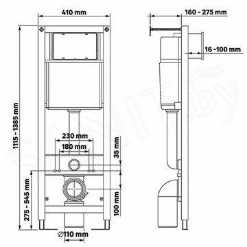 Инсталляция Berges Atom 410 с кнопкой черной Soft Touch