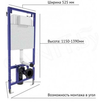 Комплект инсталляции Berges Novum 525 c кнопкой S3, подвесным унитазом Okus и сиденьем Toma Slim SO