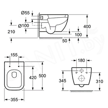 Комплект инсталляции Berges Atom Line 410 с белой кнопкой и подвесным унитазом Lavinia Boho One Rimless 3302004R