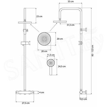 Душевая стойка Calani Dayton Chrome CAL-P0010 с термостатом