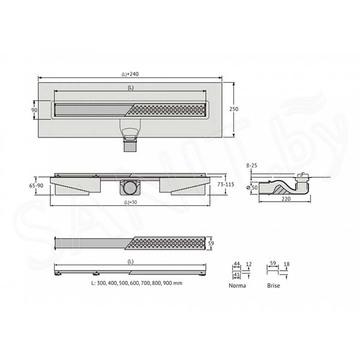 Душевой трап Berges Wasserhaus C1 Norma черный матовый