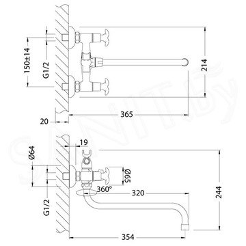 Смеситель для ванны Lemark Flora LM0151C