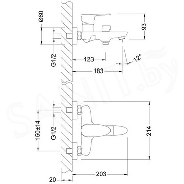 Смеситель для ванны Lemark Nero LM0214C