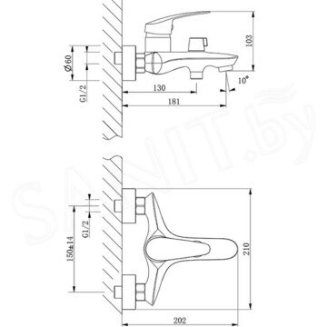 Смеситель для ванны Lemark Linara LM0414C