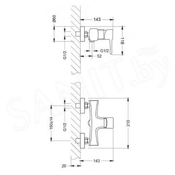 Смеситель для душа Lemark Evitta LM0503C