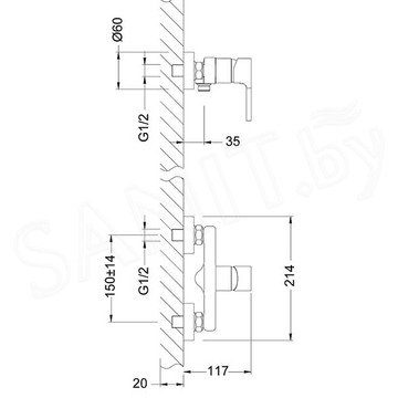 Смеситель для душа Lemark Aura LM0603C