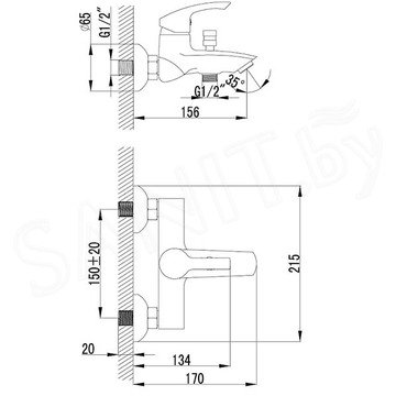 Смеситель для ванны Lemark Plus Strike LM1102C