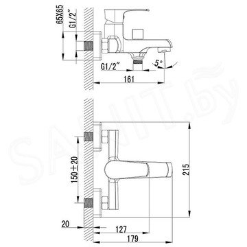 Смеситель для ванны Lemark Plus Factor LM1612C