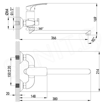 Смеситель для ванны Lemark Plus Shape LM1751C