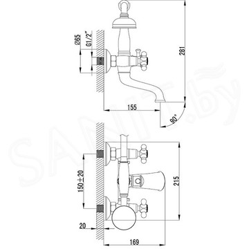 Смеситель для ванны Lemark Vintage LM2812B