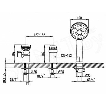 Смеситель на борт ванны Lemark Omega LM3145C