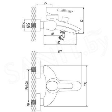 Смеситель для ванны Lemark Atlantiss LM3202C