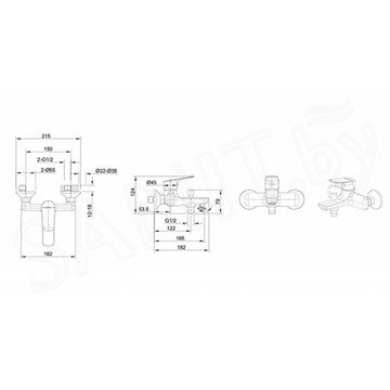 Смеситель для ванны Bravat Rhein F6429564CP-01-ENG