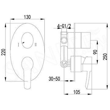 Смеситель встраиваемый Lemark Atlantiss LM3227C (2 функции)