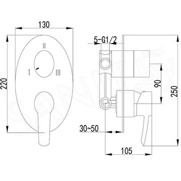 Смеситель встраиваемый Lemark Atlantiss LM3228C (3 функции)