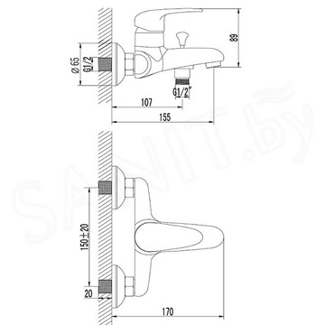 Смеситель для ванны Lemark Pramen LM3302C