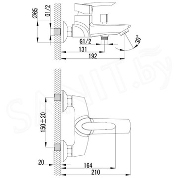 Смеситель для ванны Lemark Mars LM3502C