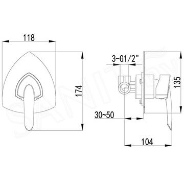 Смеситель встраиваемый Lemark Mars LM3523C (1 функция)