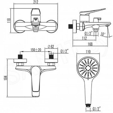 Смеситель для ванны Lemark Bronx LM3714BL