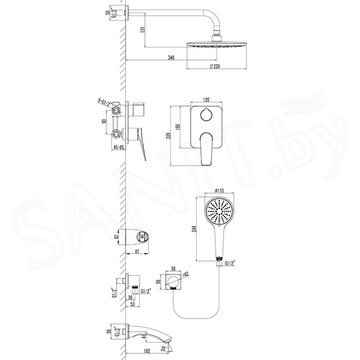 Душевая система Lemark Bronx LM3722GM встраиваемая