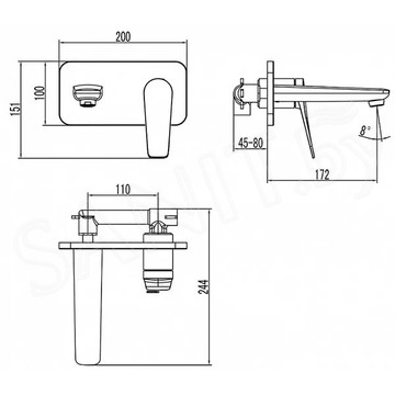 Смеситель встраиваемый Lemark Bronx LM3726BL (1 функция)