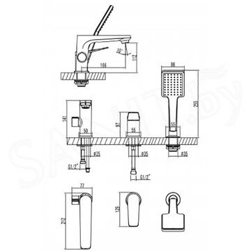 Смеситель на борт ванны Lemark Bronx LM3745BL