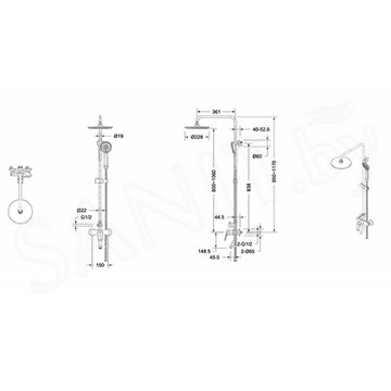 Душевая стойка Bravat Rhein F6429564BW-A-ENG