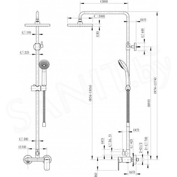 Душевая стойка Bravat Opal F9125183CP-A4-RUS