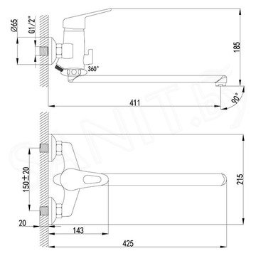 Смеситель для ванны Lemark Luna LM4151C