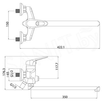 Смеситель для ванны Lemark Luna LM4157C