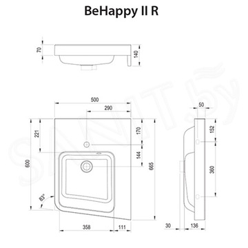 Умывальник Ravak BeHappy II угловой