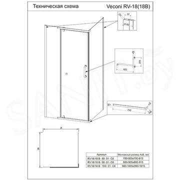 Душевой уголок Veconi RV-18 прозрачный