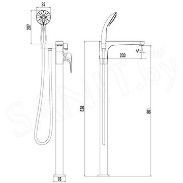 Смеситель для ванны Lemark Shift LM4344C