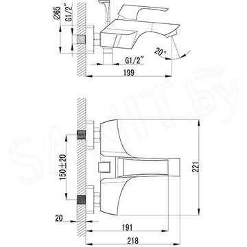 Смеситель для ванны Lemark Unit LM4502C