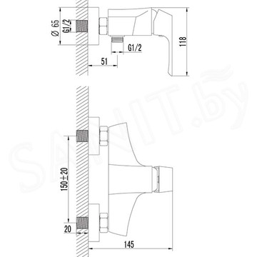 Смеситель для душа Lemark Unit LM4503C