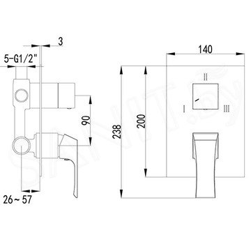 Смеситель встраиваемый Lemark Unit LM4528C (3 функции)