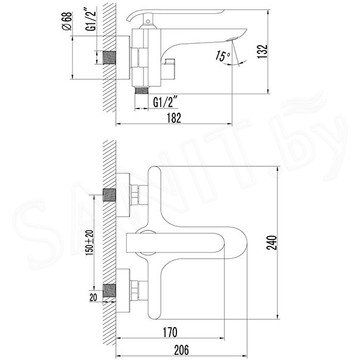 Смеситель для ванны Lemark Melange LM4914CW