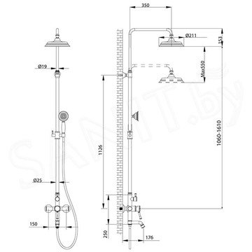 Душевая стойка Lemark Peretto LM6362RB