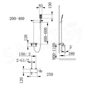 Смеситель для ванны Lemark Mista LM6414WG