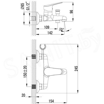 Смеситель для ванны Lemark Partner LM6552C